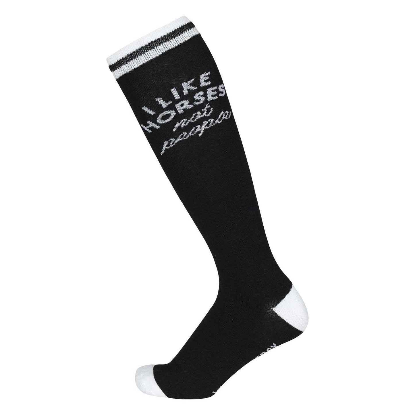 Dapplebay - Dapplebay Knit Boot Socks - I Like Horses: Black/Grey / One Size