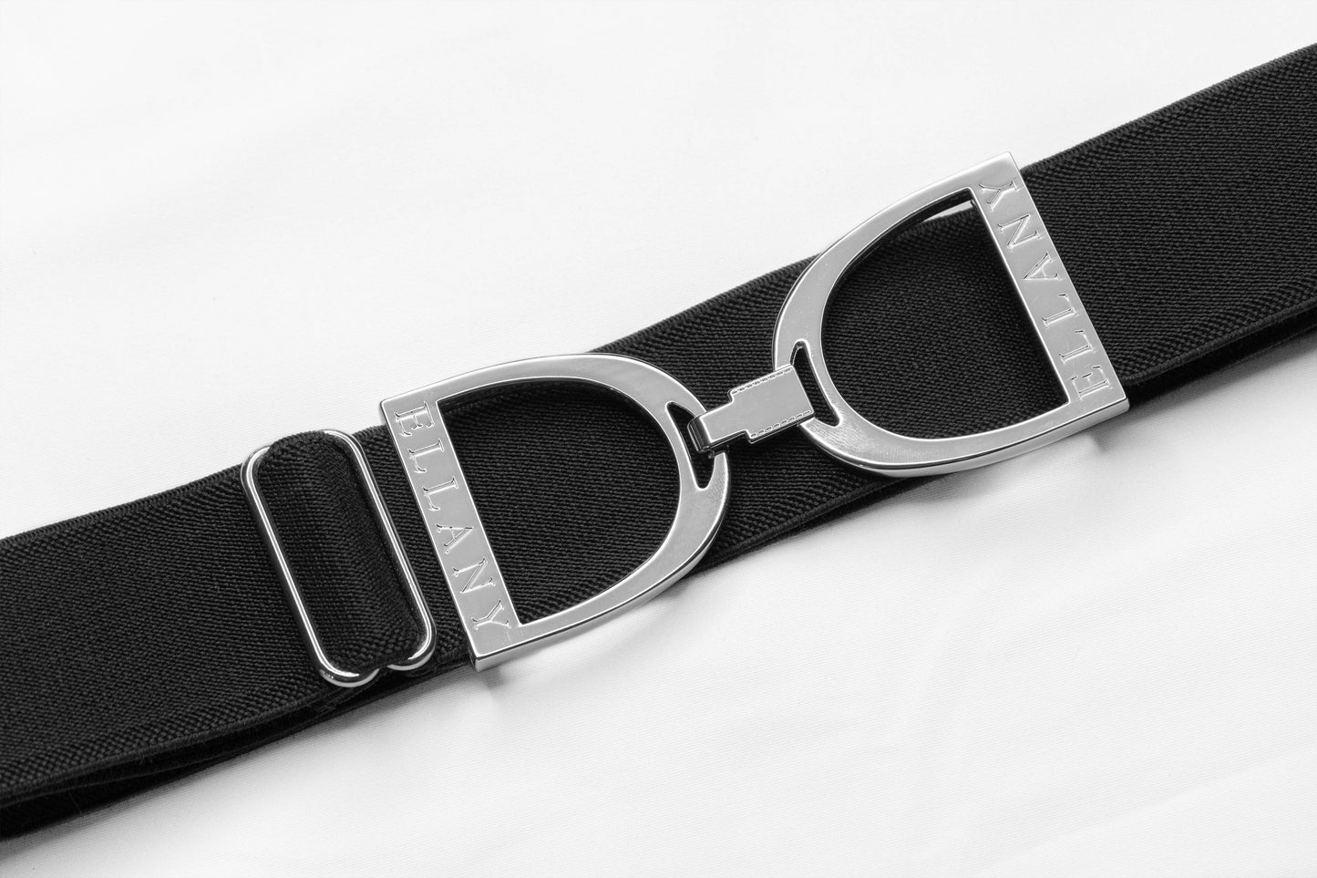 Huston x Ellany - Black - 1.5" Silver Stirrup Equestrian Elastic Belt: Standard (Youth - Adult 2XL)