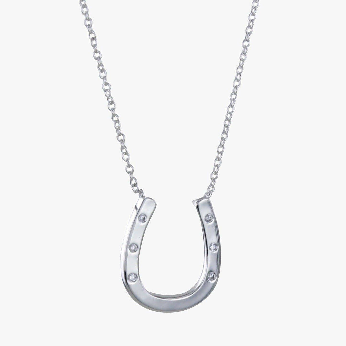 Sterling Silver Pavé Horseshoe Necklace