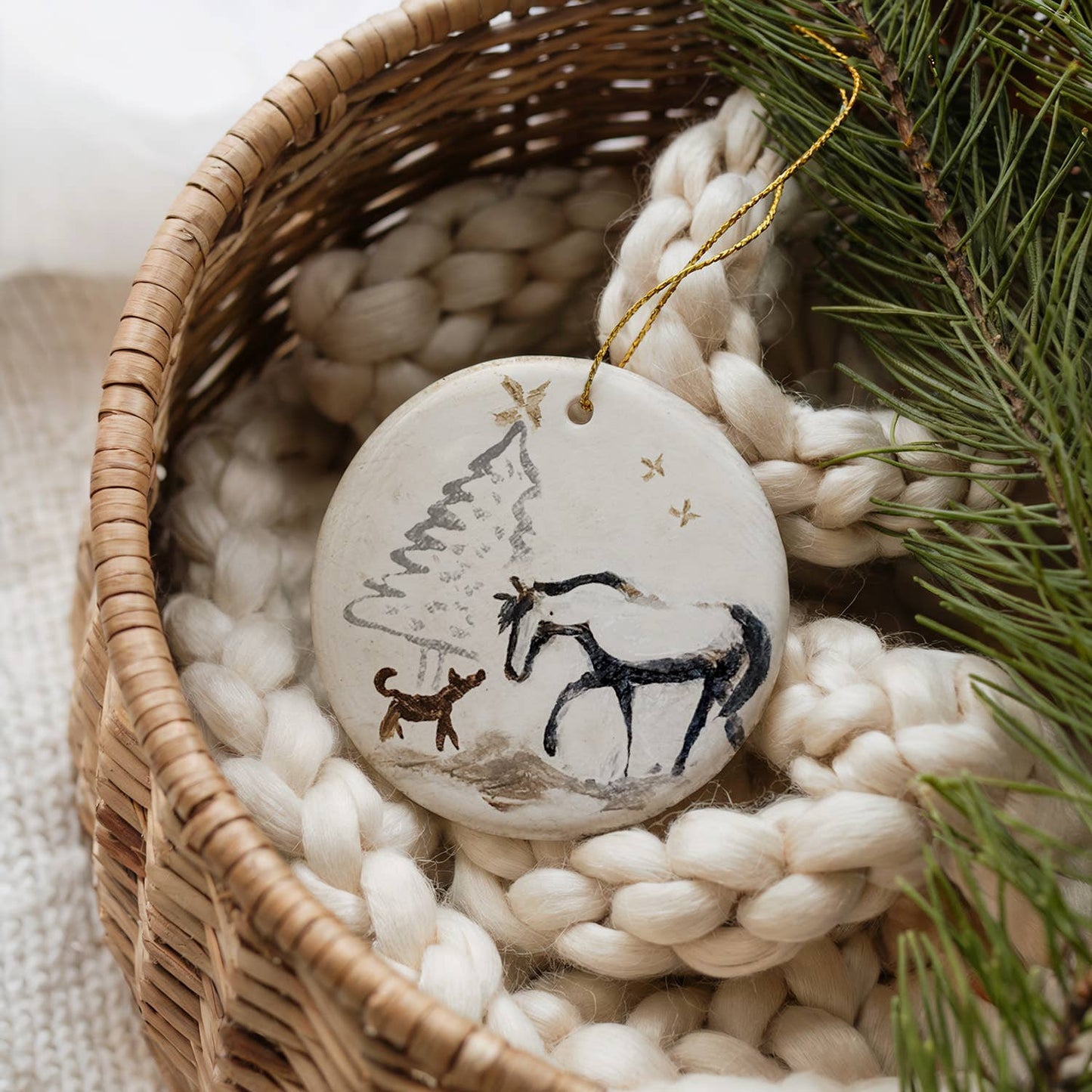 Bettina Norton Artwork - Ceramic Horse Ornaments - Equestrian Christmas Decor Swt Day