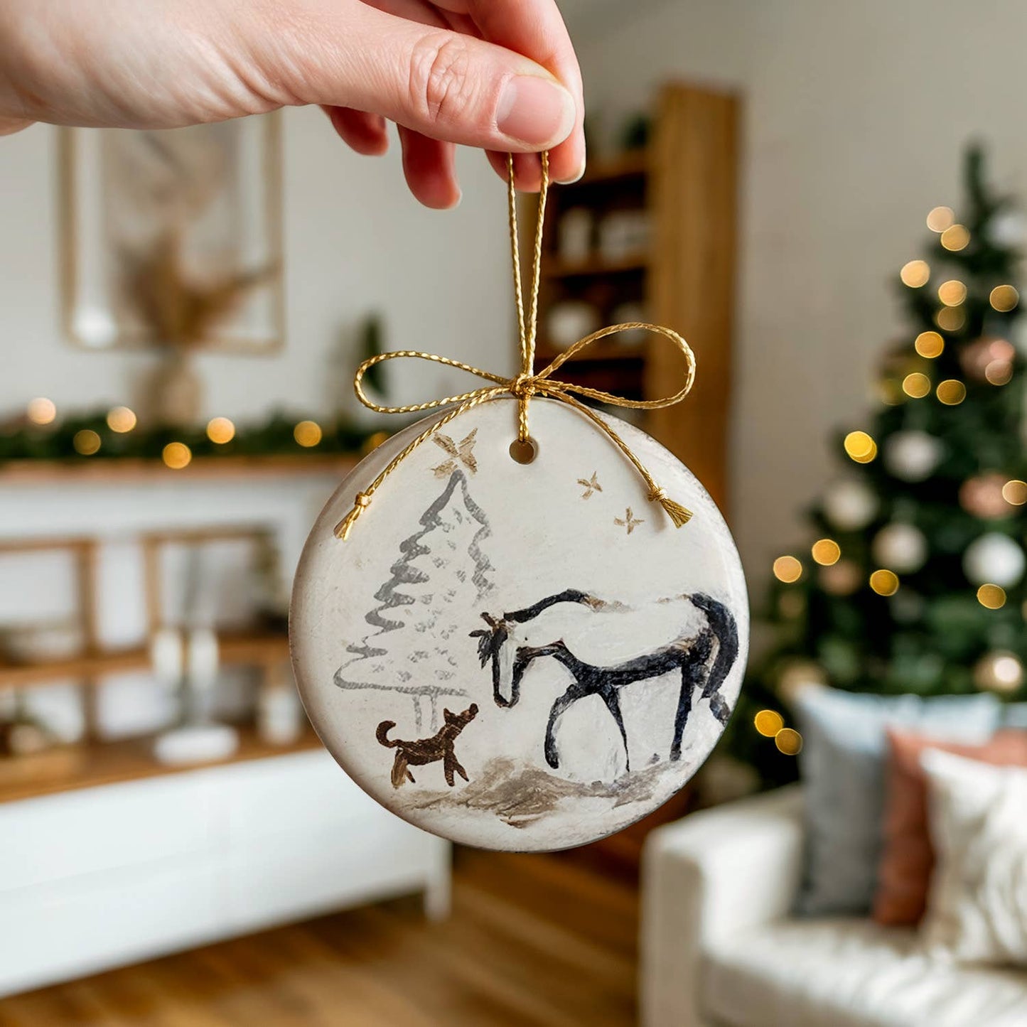 Bettina Norton Artwork - Ceramic Horse Ornaments - Equestrian Christmas Decor Swt Day