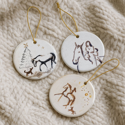 Bettina Norton Artwork - Ceramic Horse Ornaments - Equestrian Christmas Decor Swt Day