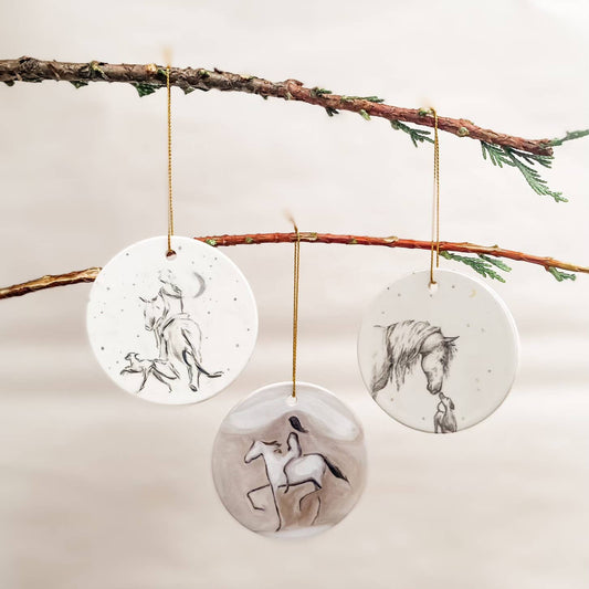Bettina Norton Artwork - Ceramic Horse Ornaments - Equestrian Christmas Decor BF