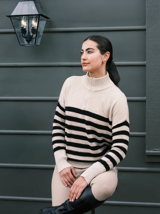 Sassy Boyfriend Stripe 1/4 Zip Sweater