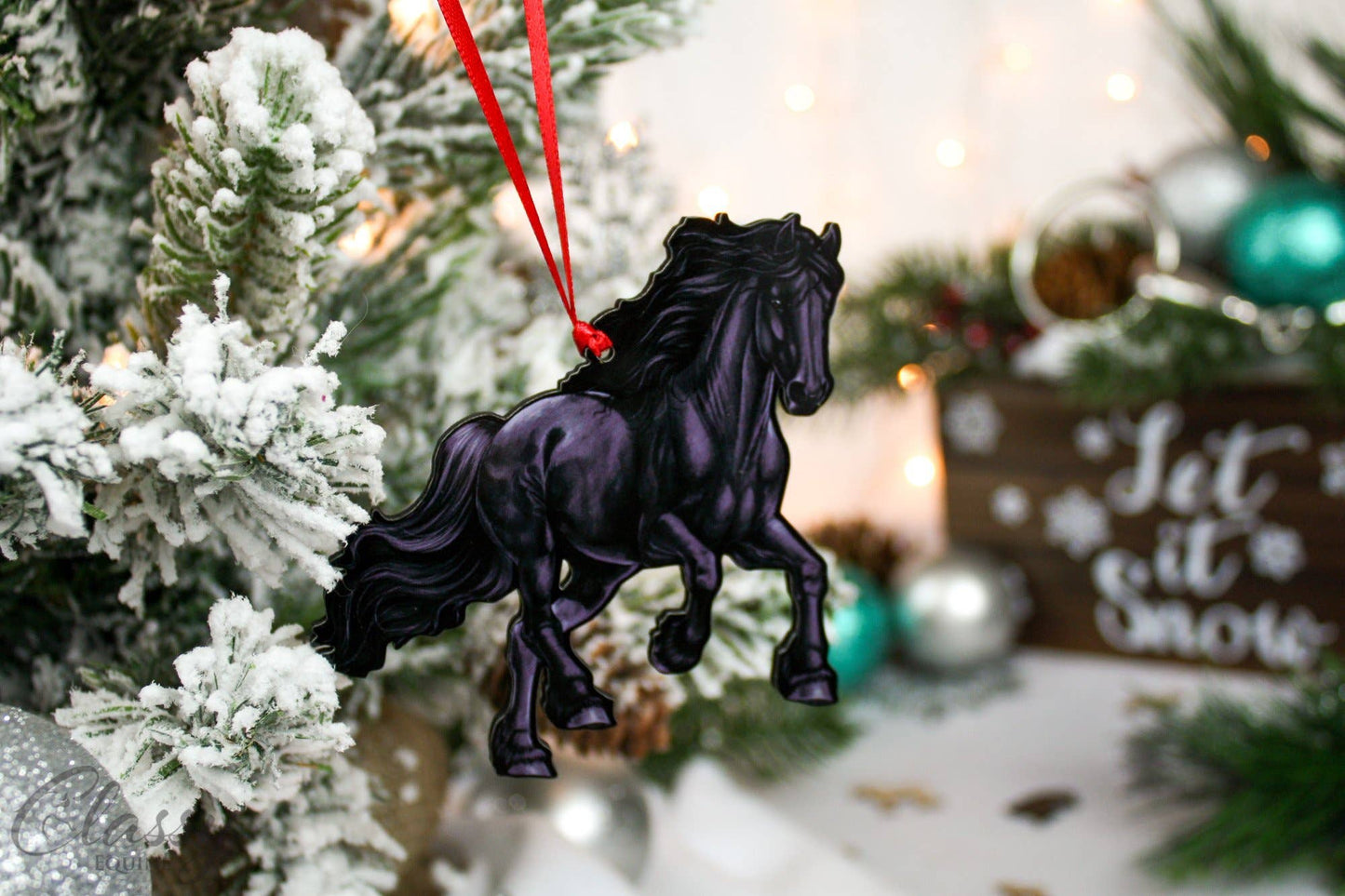 Black Friesian Horse Ornament