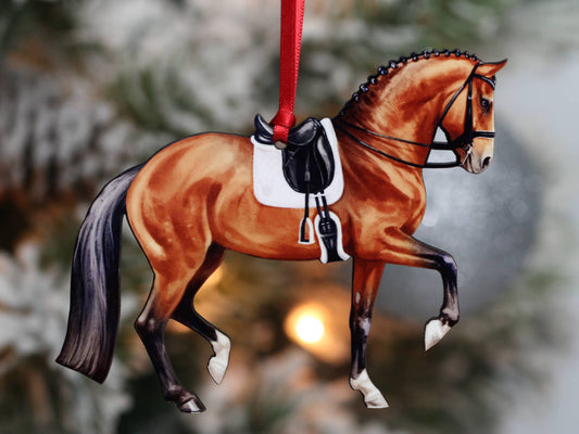 Bay Dressage Horse Ornament