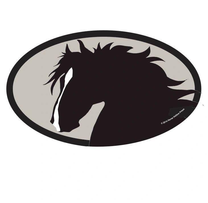 Horse Hollow Press - Oval Equestrian Horse Sticker: Horse w/ Flowing Mane