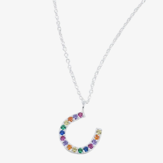 REEVES & REEVES - Rainbow Crystals & Sterling Silver Horseshoe Necklace
