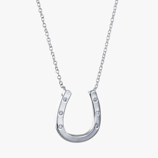 Sterling Silver Pavé  Horseshoe Necklace
