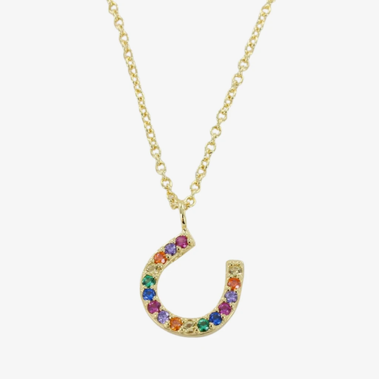 REEVES & REEVES - Rainbow Gold Crystals & Sterling Silver Horseshoe Necklace